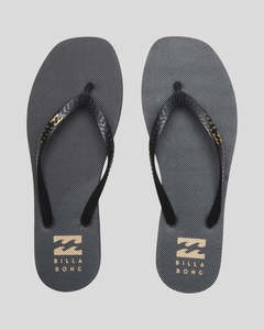 Fiji Square Toe Thong - Black/Gold