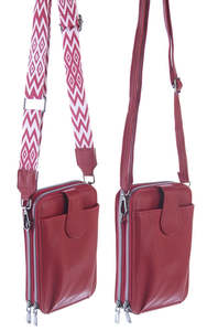 Wallet & Phone Bag with 2 Straps - Burgundy
