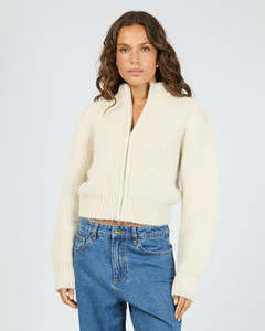 Leila Zip Thru Jumper - Chalk