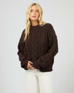 Jumpers: Higgins Cable Knit - Brown