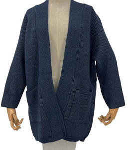 Knit Rib Cardigan - Navy Marle