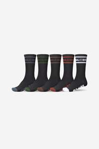 Menswear: Tilt Hi Crew Sock 5pk - Black/Assorted