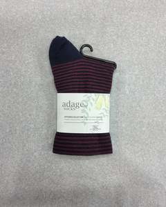 All: Comfort Top Stripe Merino Sock - Navy/Firebrick