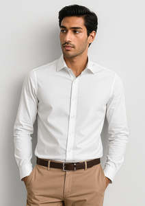 Menswear: Charlie Slim Fit L/S Shirt - White