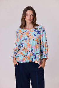 Summer Bloom Top - Aqua