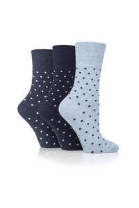 Gentle Grip 3pk Womens Socks - Digital Dots Navy