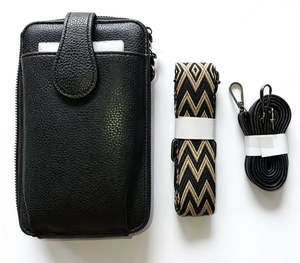 Handbags Wallets 1: Wallet & Phone Bag with 2 Straps - Black