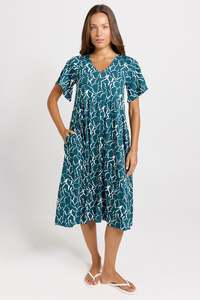 Womenswear: Donna Dress - Teal Petal Print