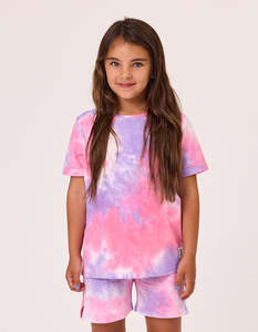 Girls 2 8yrs: Rad Tribe Tee in Pink & Lilac Tie Dye