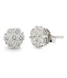 Earrings: 18ct White Gold Diamond Cluster Earrings