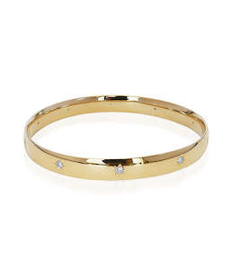 Bracelets: 9ct Yellow Gold Diamond Bangle