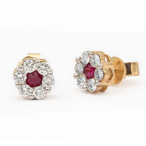 Ruby And Diamond Stud Earrings