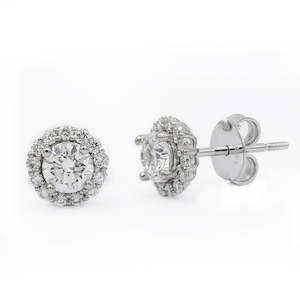 Earrings: Diamond Halo Stud Earrings