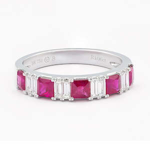 18ct White Gold Ruby& Diamond Ring