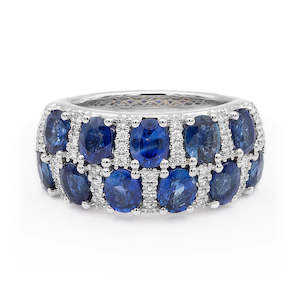 18ct White Gold Sapphire & Diamond Ring