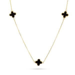 9ct Gold & Onyx Petal Necklace