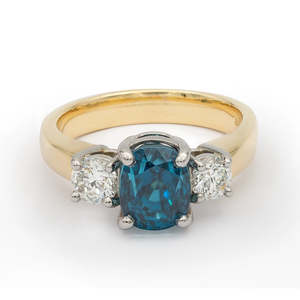 Rings: Blue Zircon & Diamond Ring