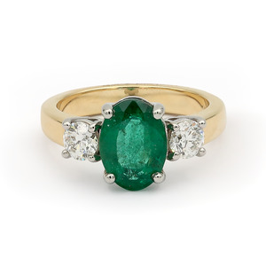 Rings: 18ct Gold Emerald & Diamond Ring