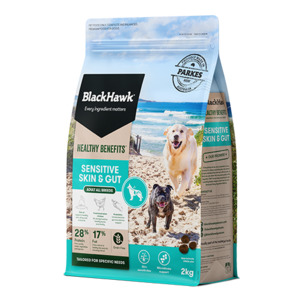 Products: Black Hawk Healthy Benefits- Sensitive Skin & Gut 2kg Pet Essentials Rototuna Hamilton