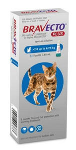 Bravecto Plus Spot On Flea Treatment For Cats 2.8-6.25kg