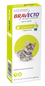 Bravecto Spot On Flea Treatment For Cats 1.2-2.8kg