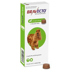 Dog Flea Treatment: Bravecto Chewable Tablet Flea & Tick Treatment For Medium Dogs 10 to 20kg