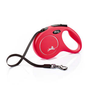 Dog Retractable Leads: Flexi New Classic Tape Retractable Lead Red 5m