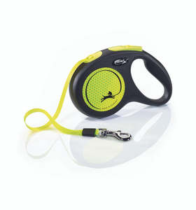 Dog Retractable Leads: Flexi New Neon Retractable Tape Lead Yellow