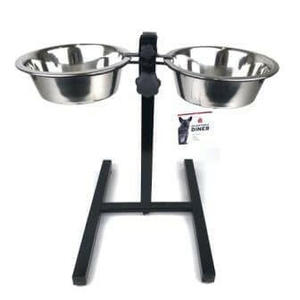 Dog Bowl: Adjustable Double Diner Stainless Dog Bowl