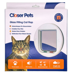 Closer Pets 4 Way Locking Glass Fitting Cat Door