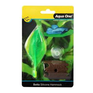 Aqua One Fish Tank Ornaments: Aqua One Betta Silicone Leaf Hammock with Bark