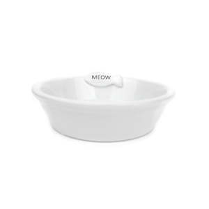 Cattitude Ceramic Cat Dish White Pottery Fish
