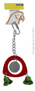 Avi One Bird Toys: Avi One Parrot Toy Acrylic Mirror with 2 Bell Bird Toy