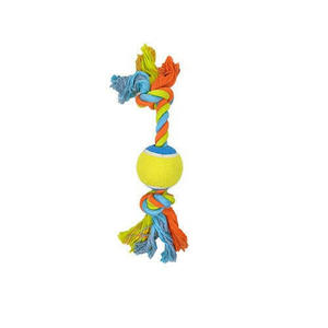 Knots Of Fun Rope Dog Toys: Knots of Fun Rope Bone with Tennis Ball 31cn Dog Toy