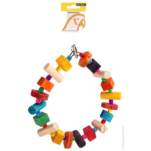 Avi One Wooden Ring With Acrylic Beads Bird Toy