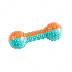 Textured Squeaky Rubber Dumbbell Dog Toy