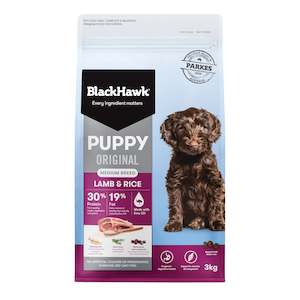 BLACKHAWK PUPPY MED BREED LAMB & RICE 20KG