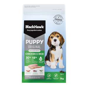 BLACK HAWK PUPPY MED BREED CHICK & RICE 3KG