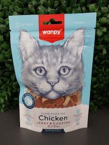 WANPY CAT CHICKEN JERKY & CODFISH SUSHI 80GM