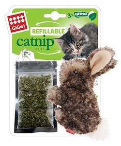 Cat Toys 1: GIGWI REFILLABLE CATNIP TOY RABBIT - NATURAL
