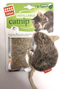 Cat Toys 1: GIGWI REFILLABLE CATNIP TOY MOUSE - NATURAL