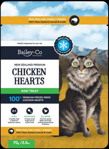 Treats: BAILEY+CO FREEZE DRIED CHICK HEART CAT TREAT 70GM
