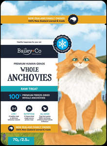 Treats: BAILEY+CO FREEZE DRIED ANCHOVY CAT TREAT 70GM
