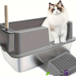 CatZest Extra Large Non-Stick Stainless Steel Cat Litter Box with High Walls, Li&hellip;