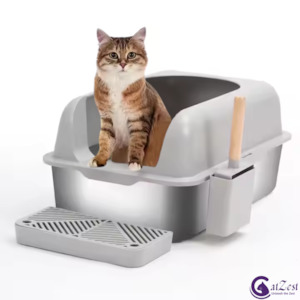 CatZest Extra Large Stainless Steel Cat Litter Box with Lid, Ramp, Scoop & Holde&hellip;