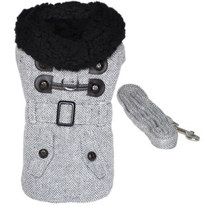 Products: Designer Grey Dog Harness Coat with Matching Leash Pet Haven