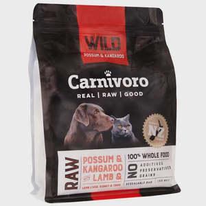 For Cats: Carnivoro Pellets Wild Possum, Kangaroo ,Lamb & Tripe 1kg