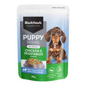 Dry Food: Black Hawk Puppy Chicken & Vegetables in Broth Pouch 85g