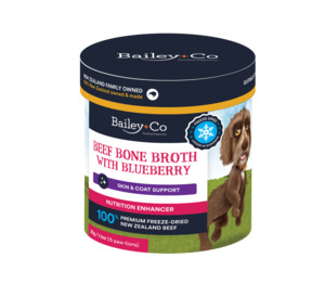 Accessories: Bailey + Co Beef Bone Broth with Blueberry 65g (30 Paw-tions)