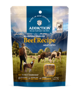 Addiction: Addiction  Meaty Bites Beef Dog Treats113g